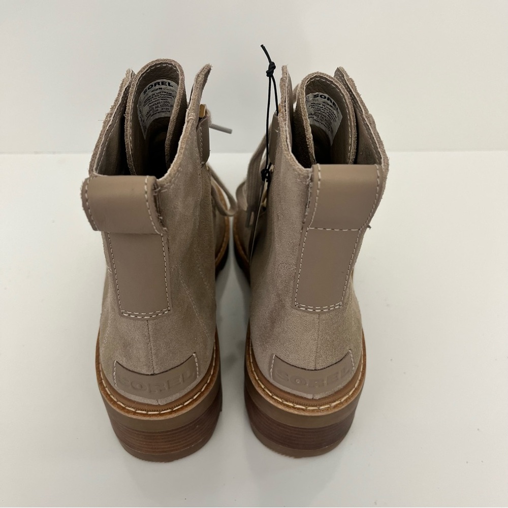Sorel Joan Now Lace-Up Boots Tan Suede Waterproof Lug Sole Size 10 NWOB - Picture 9 of 13